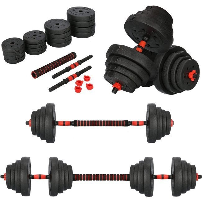 Halterset - verstelbare dumbbells 40 kg - zwart-rood