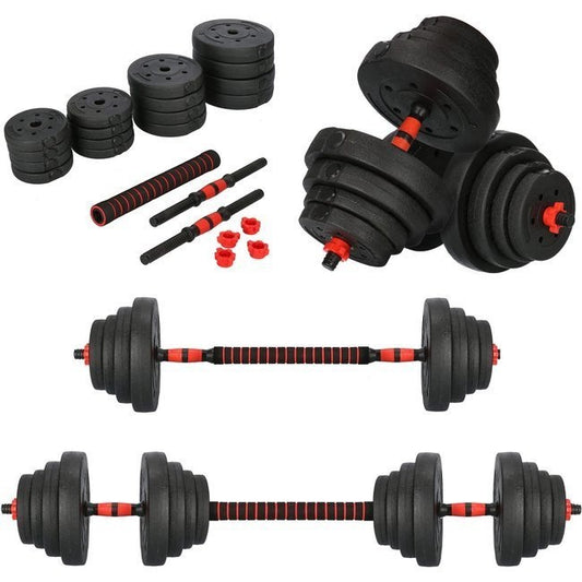 Halterset - verstelbare dumbbells 40 kg - zwart-rood