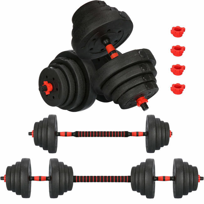 Halterset - verstelbare dumbbells 40 kg - zwart-rood