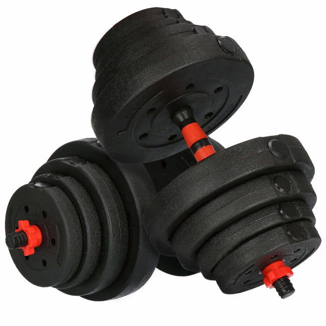 Halterset - verstelbare dumbbells 40 kg - zwart-rood