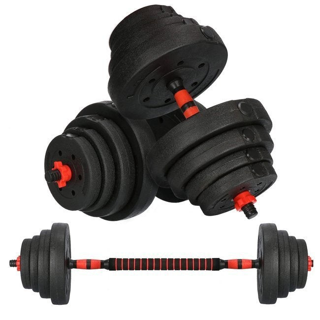 Halterset - verstelbare dumbbells 40 kg - zwart-rood