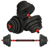 Halterset - verstelbare dumbbells 40 kg - zwart-rood