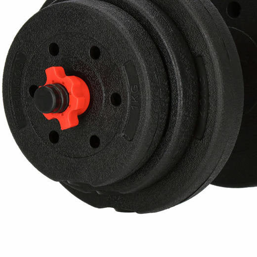 Barbell/Dumbbell Set - 20 kg - Composiet - Zwart/Rood