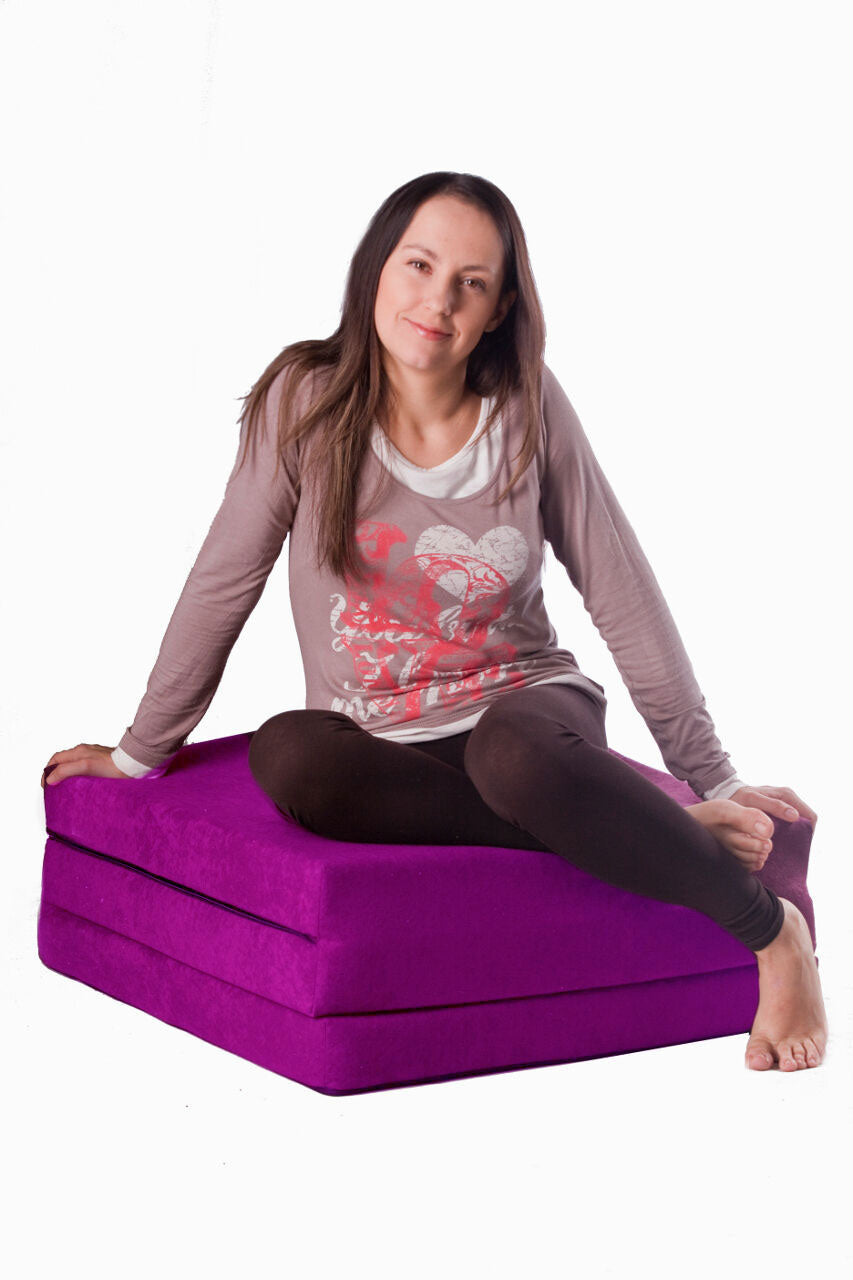 Logeermatras - opvouwbaar met draagtas - paars/195x80 cm
