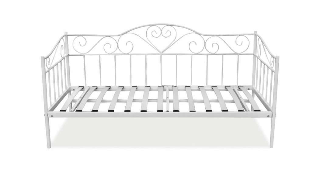 Bedframe - metaal, lattenbodem, max 150 kg - wit, 90x200 cm