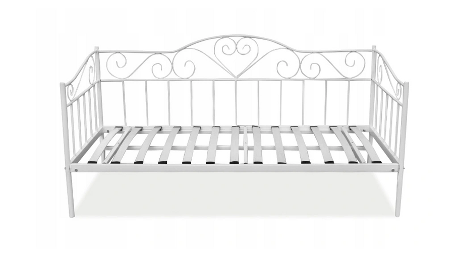 Bedframe - metaal, lattenbodem, max 150 kg - wit, 90x200 cm