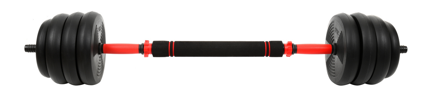 Halter- en Dumbbellset - 40kg Composiet - Zwart/Rood