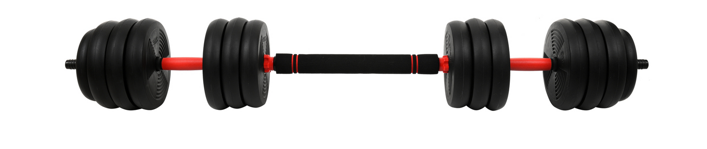 Halter- en Dumbbellset - 40kg Composiet - Zwart/Rood