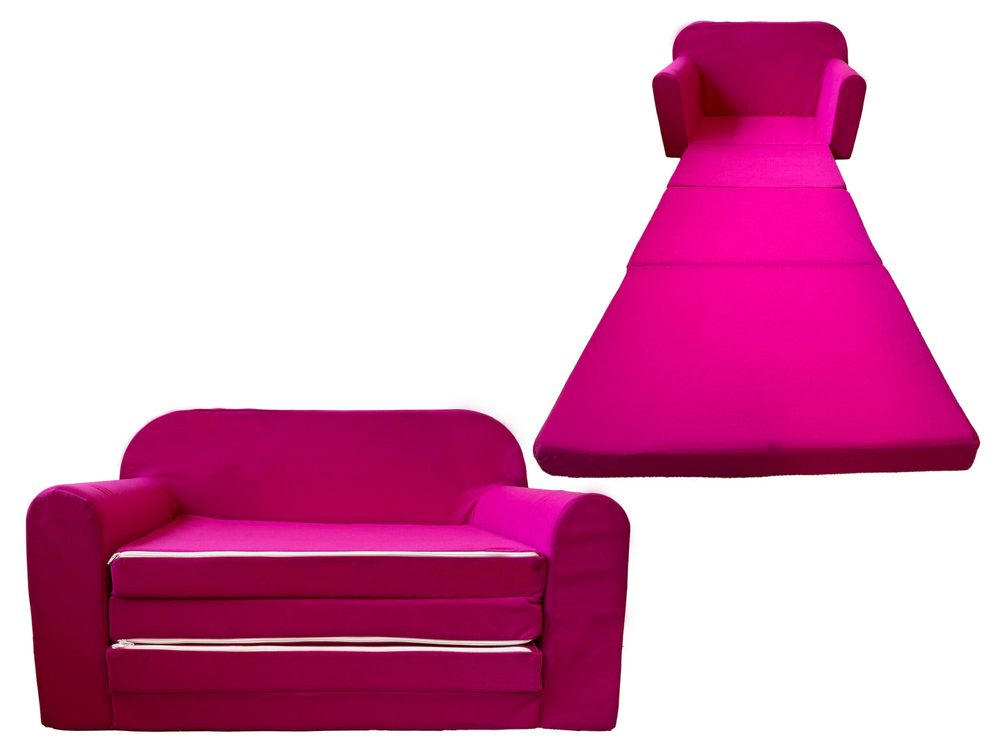 Kinderbankje - omvormbaar tot bed - roze - 170x100cm