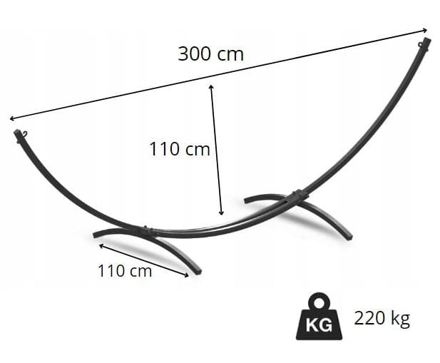 HANGMAT MET STANDAARD - Poedergecoat Staal - Oranje Rood - 220x160 cm