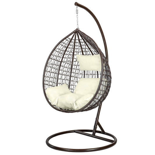 HANGSTOEL - Staalconstructie-UV-bestendig - Bruin-Crème