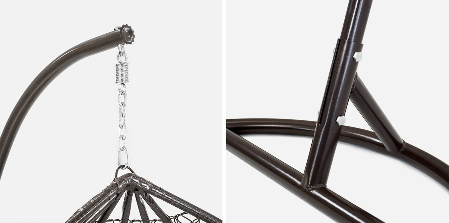 HANGSTOEL - Staalconstructie-UV-bestendig - Bruin-Crème