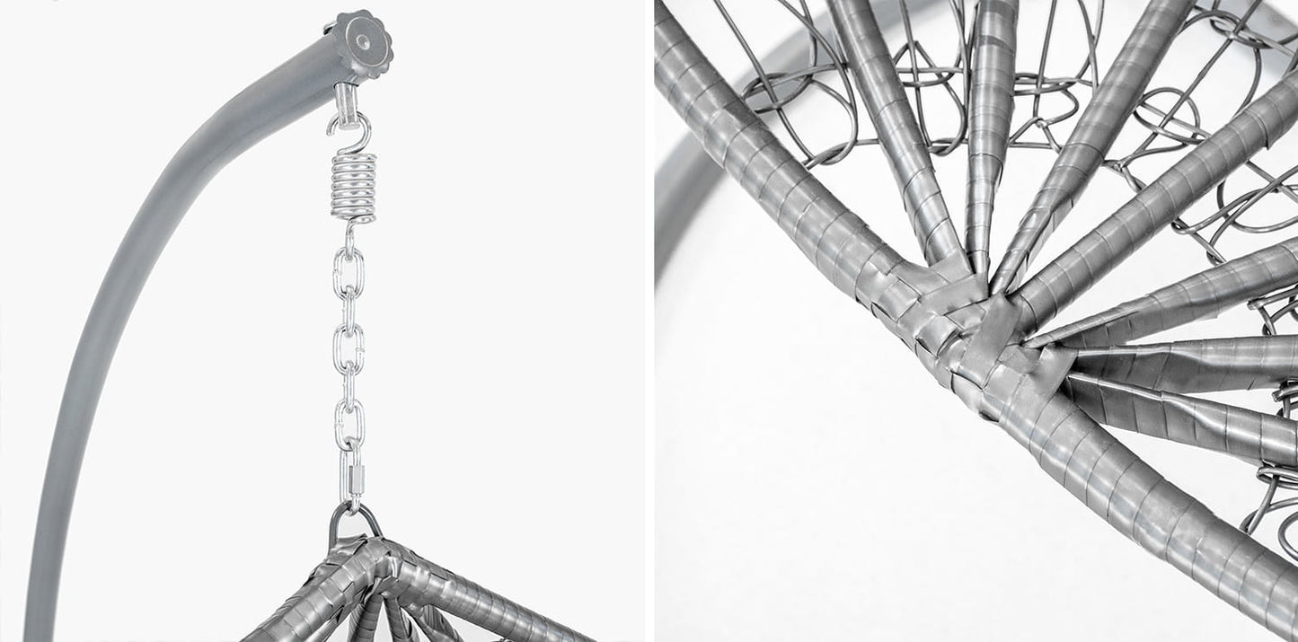 HANGSTOEL - Staalconstructie met Grijze Kussens - Grijs