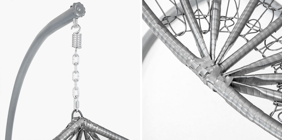 HANGSTOEL - Staalconstructie met Grijze Kussens - Grijs