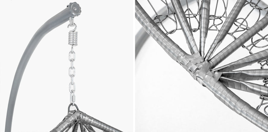 HANGSTOEL - Staalconstructie met Grijze Kussens - Grijs