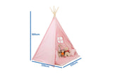 Tipi tent - katoen 175g/m2 met vloermat en kussens - roze 120x120x160 cm