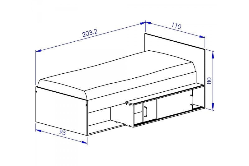 BED - Spaanplaat met opberglade - Kronberg Eiken/Zwart - 90x200 cm