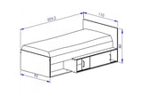BED - Spaanplaat met opberglade - Kronberg Eiken/Zwart - 90x200 cm