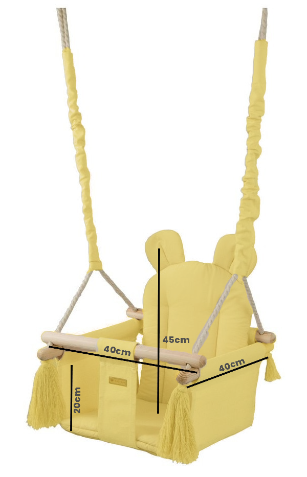 BABY SCHOMMELSTOEL - 100% Katoen en Hout - Geel