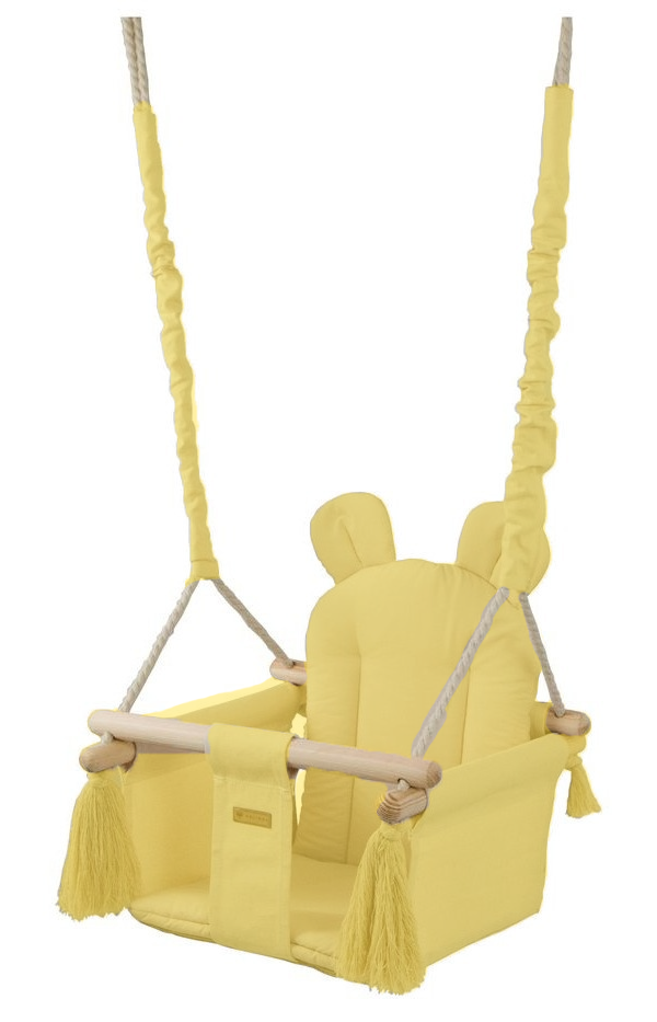 BABY SCHOMMELSTOEL - 100% Katoen en Hout - Geel
