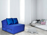 logeermatras - opvouwbaar - met kussens - blauw - 205x70x15 cm