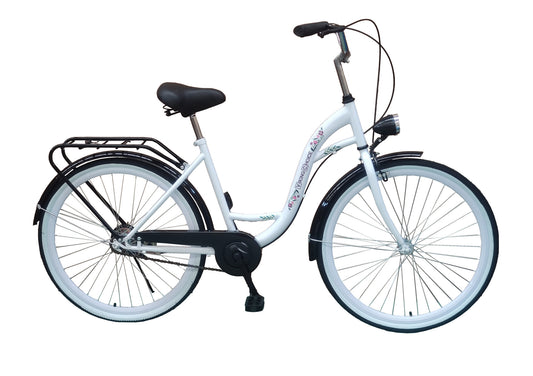 meisjesfiets - 26 inch - staal - wit/zwart