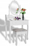 KAPTAFEL - 3 lades - ovale spiegel - wit