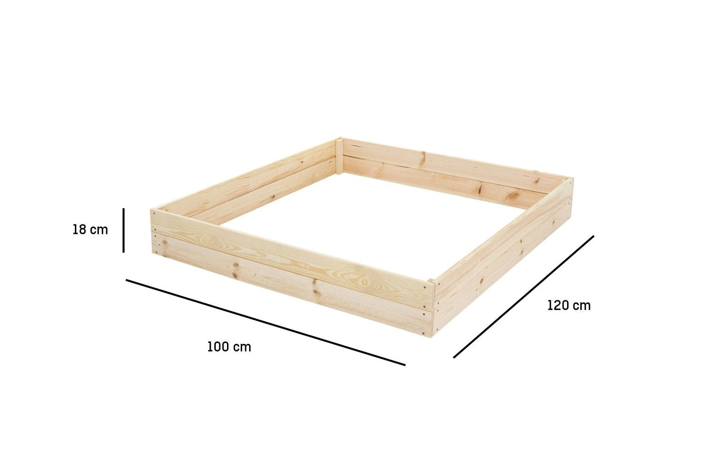 MOESTUINBAK - Hout met Gronddoek - 120x100x18 cm